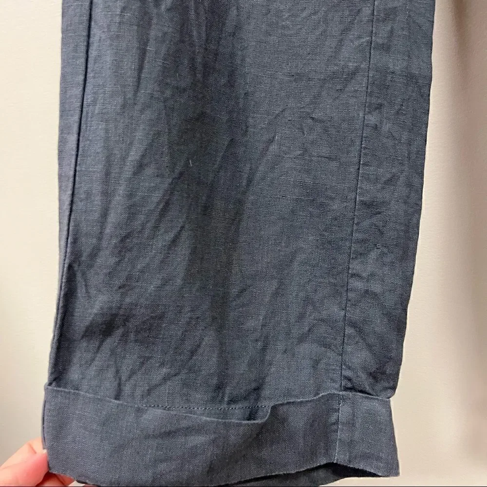 👠Banana Republic wide leg grey linen pants.  Size 2